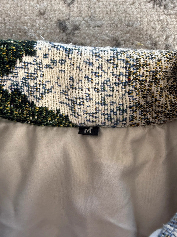 Manteau en tapisserie design unique vintage fait main upcyclé retravaillé tissé taille M n•436
