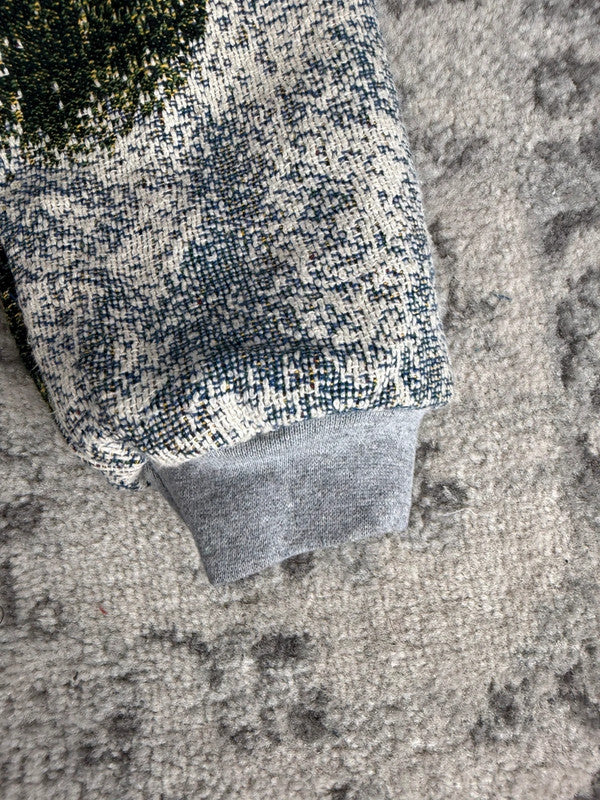 Manteau en tapisserie design unique vintage fait main upcyclé retravaillé tissé taille M n•436