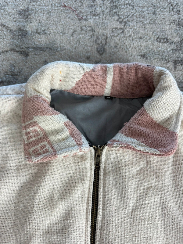 Manteau en tapisserie design unique vintage fait main upcyclé retravaillé tissé taille M n•435