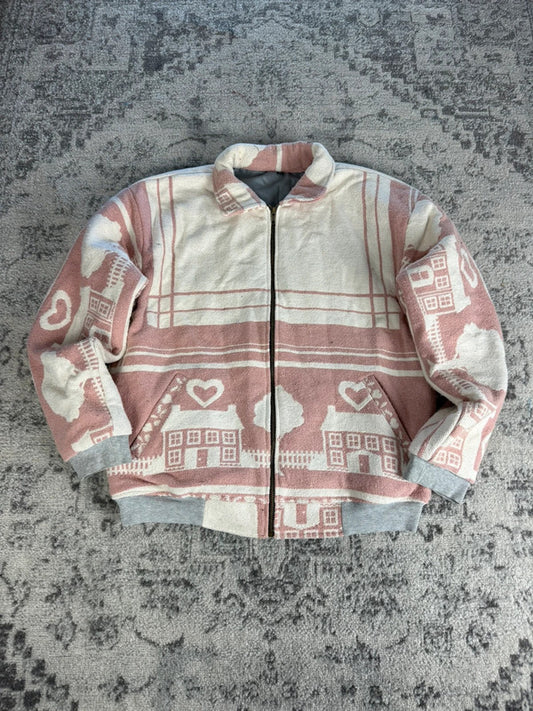 Manteau en tapisserie design unique vintage fait main upcyclé retravaillé tissé taille M n•435