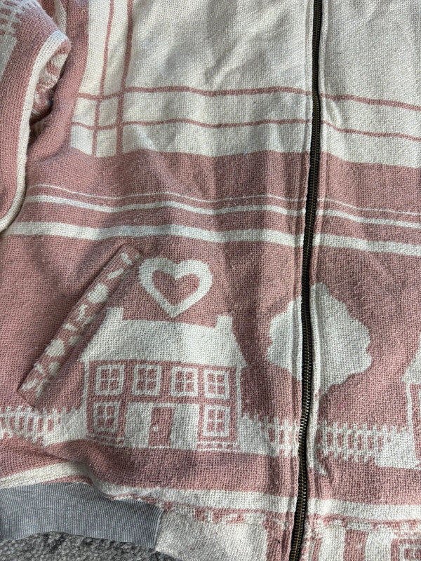 Manteau en tapisserie design unique vintage fait main upcyclé retravaillé tissé taille M n•435