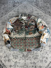 Manteau en tapisserie design unique vintage fait main upcyclé retravaillé tissé taille M n•434