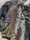 Manteau en tapisserie design unique vintage fait main upcyclé retravaillé tissé taille M n•433