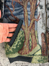 Manteau en tapisserie design unique vintage fait main upcyclé retravaillé tissé taille M n•433