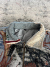 Manteau en tapisserie design unique vintage fait main upcyclé retravaillé tissé taille M n•433