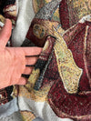Manteau en tapisserie design unique vintage fait main upcyclé retravaillé tissé taille L n•431,5