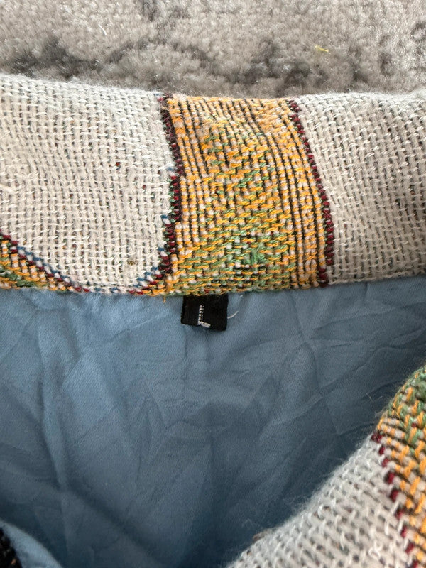 Manteau en tapisserie design unique vintage fait main upcyclé retravaillé tissé taille L n•431,5