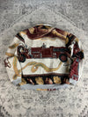 Manteau en tapisserie design unique vintage fait main upcyclé retravaillé tissé taille L n•431,5