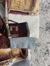 Manteau en tapisserie design unique vintage fait main upcyclé retravaillé tissé taille L n•431,5