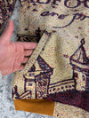 Manteau en tapisserie design unique vintage fait main upcyclé retravaillé tissé taille L n•431