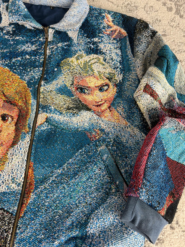 Manteau en tapisserie design unique vintage fait main upcyclé retravaillé tissé taille L n•430