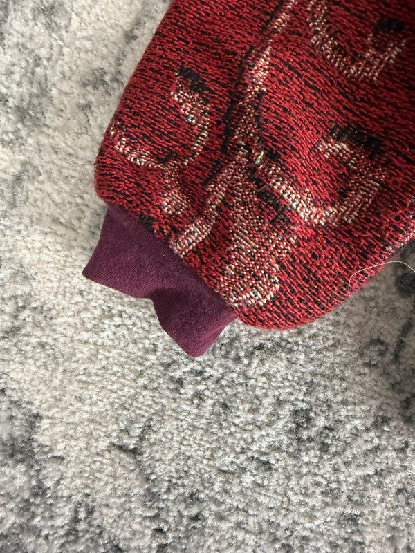 Manteau en tapisserie design unique vintage fait main upcyclé retravaillé tissé taille L n•429