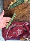 Manteau en tapisserie design unique vintage fait main upcyclé retravaillé tissé taille L n•429