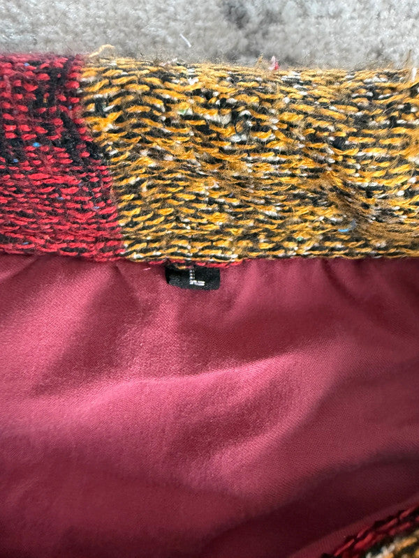Manteau en tapisserie design unique vintage fait main upcyclé retravaillé tissé taille L n•429