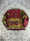 Manteau en tapisserie design unique vintage fait main upcyclé retravaillé tissé taille L n•429