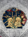 Manteau en tapisserie design unique vintage fait main upcyclé retravaillé tissé taille L n•428