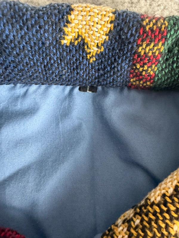 Manteau en tapisserie design unique vintage fait main upcyclé retravaillé tissé taille L n•428