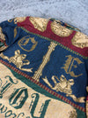 Manteau en tapisserie design unique vintage fait main upcyclé retravaillé tissé taille L n•428
