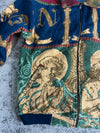 Manteau en tapisserie design unique vintage fait main upcyclé retravaillé tissé taille L n•428