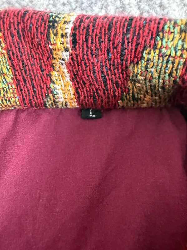 Manteau en tapisserie design unique vintage fait main upcyclé retravaillé tissé taille L n•427
