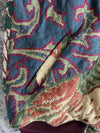 Manteau en tapisserie design unique vintage fait main upcyclé retravaillé tissé taille XL n•426