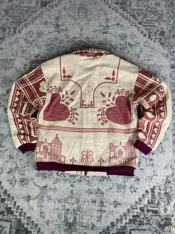 Manteau en tapisserie design unique vintage fait main upcyclé retravaillé tissé taille M n•424
