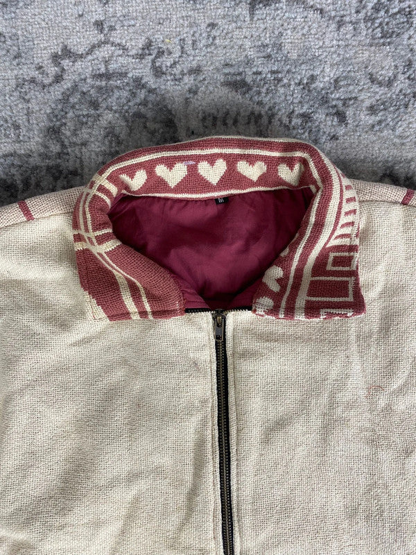 Manteau en tapisserie design unique vintage fait main upcyclé retravaillé tissé taille M n•424