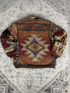 Manteau en tapisserie design unique vintage fait main upcyclé retravaillé tissé taille L n•423