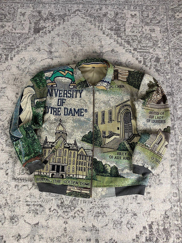 Ensemble en tapisserie design unique vintage fait main upcyclé retravaillé tissé taille XL n•422