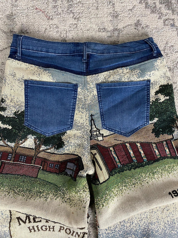 Ensemble en tapisserie design unique vintage fait main upcyclé retravaillé tissé taille XL n•422