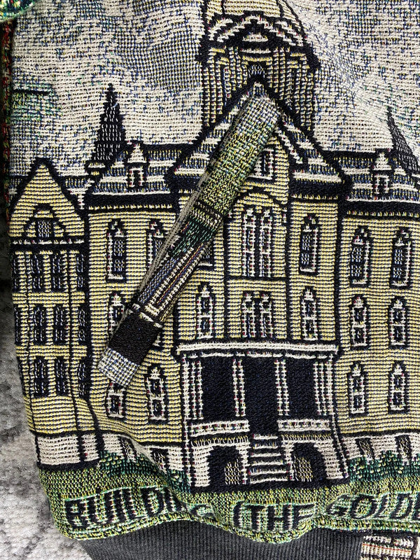 Ensemble en tapisserie design unique vintage fait main upcyclé retravaillé tissé taille XL n•422