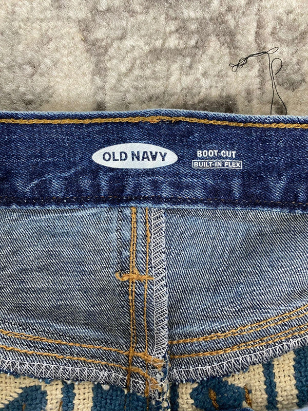 Pantalon baggy en tapisserie design unique vintage fait main upcyclé retravaillé taille 34US n•413