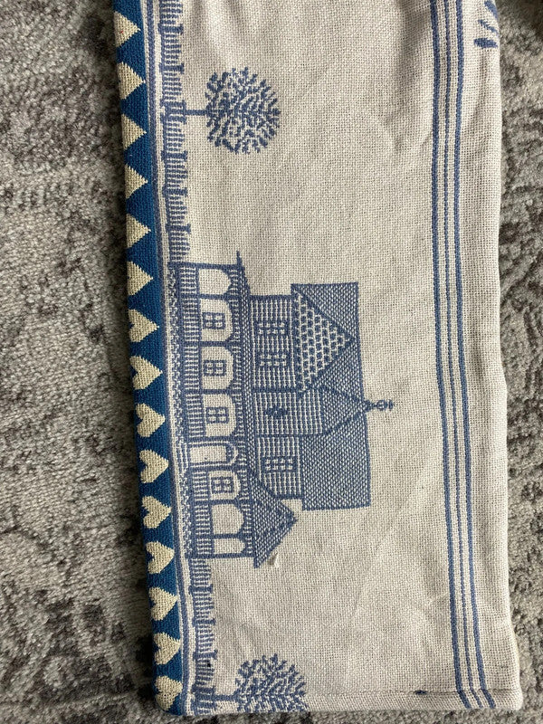 Pantalon baggy en tapisserie design unique vintage fait main upcyclé retravaillé taille 34US n•413