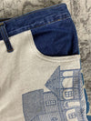Pantalon baggy en tapisserie design unique vintage fait main upcyclé retravaillé taille 34US n•413