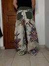 Pantalon baggy en tapisserie design unique vintage fait main upcyclé retravaillé taille M n•416