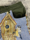 Pantalon baggy en tapisserie design unique vintage fait main upcyclé retravaillé taille M n•416