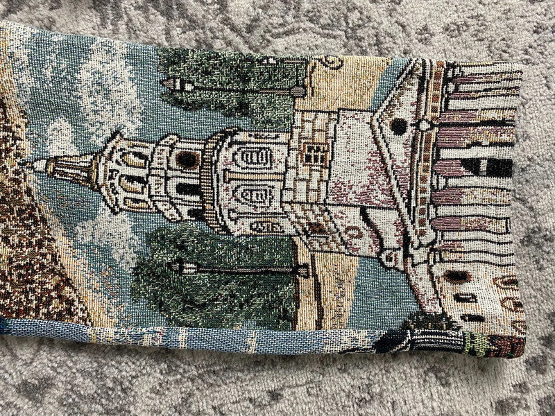 Pantalon baggy en tapisserie design unique vintage fait main upcyclé retravaillé taille S n•417