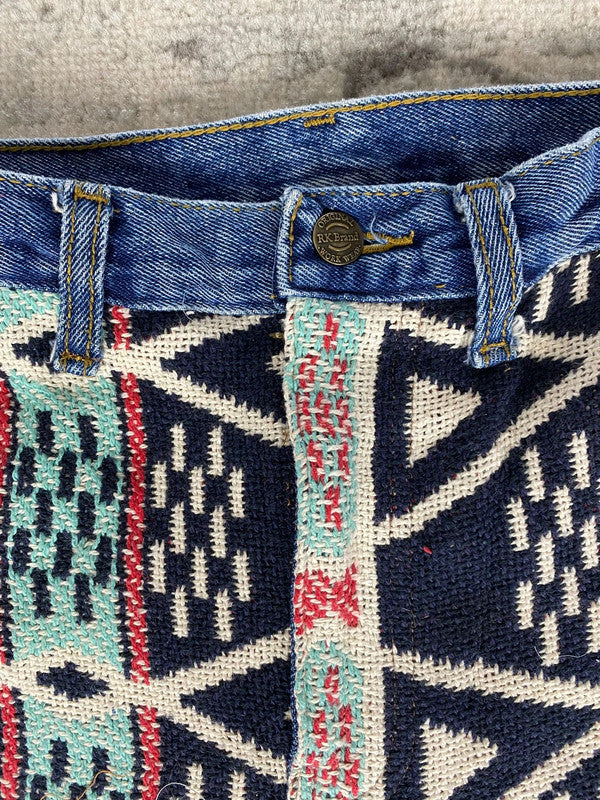 Pantalon baggy en tapisserie design unique vintage fait main upcyclé retravaillé taille M n•418