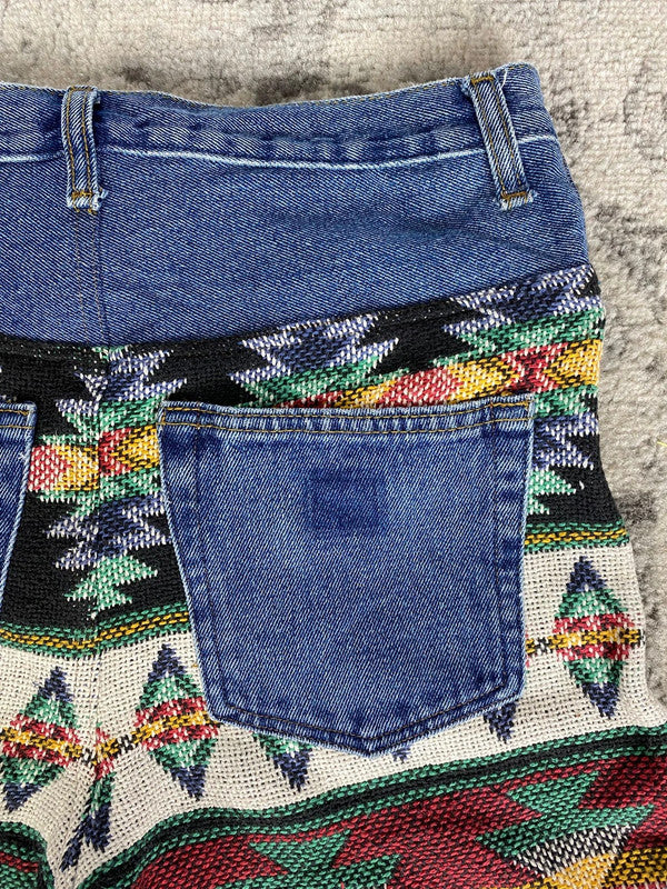 Pantalon baggy en tapisserie design unique vintage fait main upcyclé retravaillé taille M n•418