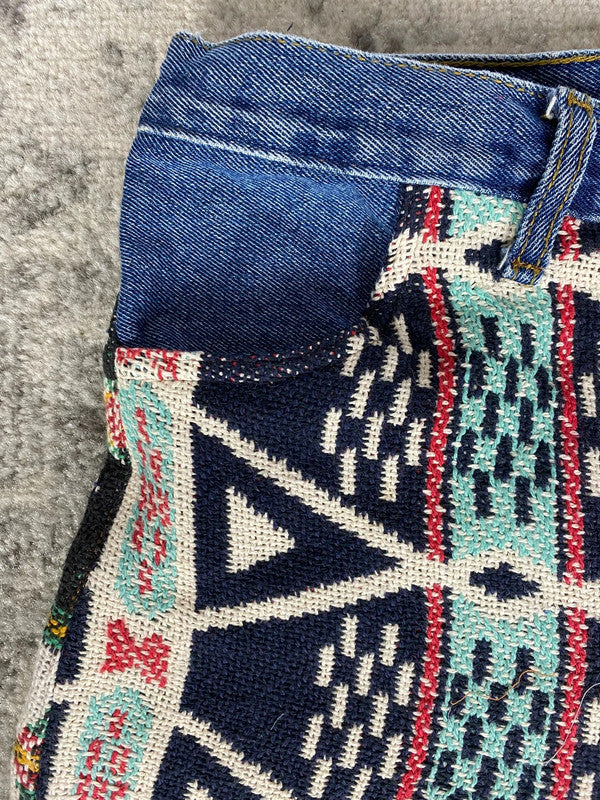 Pantalon baggy en tapisserie design unique vintage fait main upcyclé retravaillé taille M n•418