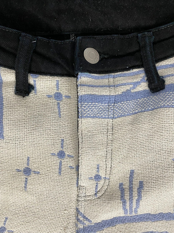 Pantalon baggy en tapisserie design unique vintage fait main upcyclé retravaillé taille L n•419