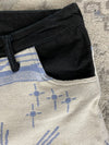 Pantalon baggy en tapisserie design unique vintage fait main upcyclé retravaillé taille L n•419