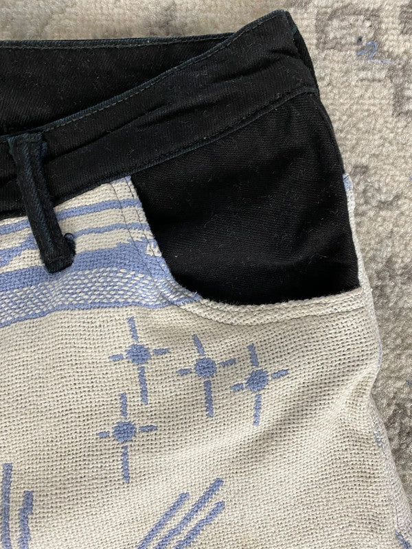 Pantalon baggy en tapisserie design unique vintage fait main upcyclé retravaillé taille L n•419
