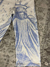 Pantalon baggy en tapisserie design unique vintage fait main upcyclé retravaillé taille L n•419