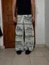 Pantalon baggy en tapisserie design unique vintage fait main upcyclé retravaillé taille M n•420