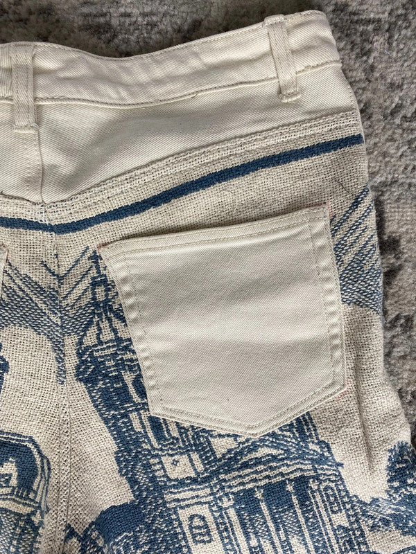 Pantalon baggy en tapisserie design unique vintage fait main upcyclé retravaillé taille M n•420