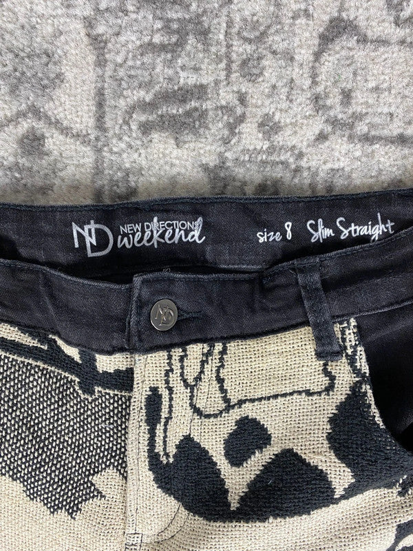 Pantalon baggy en tapisserie design unique vintage fait main upcyclé retravaillé taille M n•421