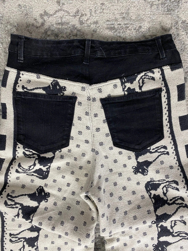 Pantalon baggy en tapisserie design unique vintage fait main upcyclé retravaillé taille M n•421
