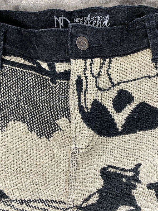 Pantalon baggy en tapisserie design unique vintage fait main upcyclé retravaillé taille M n•421
