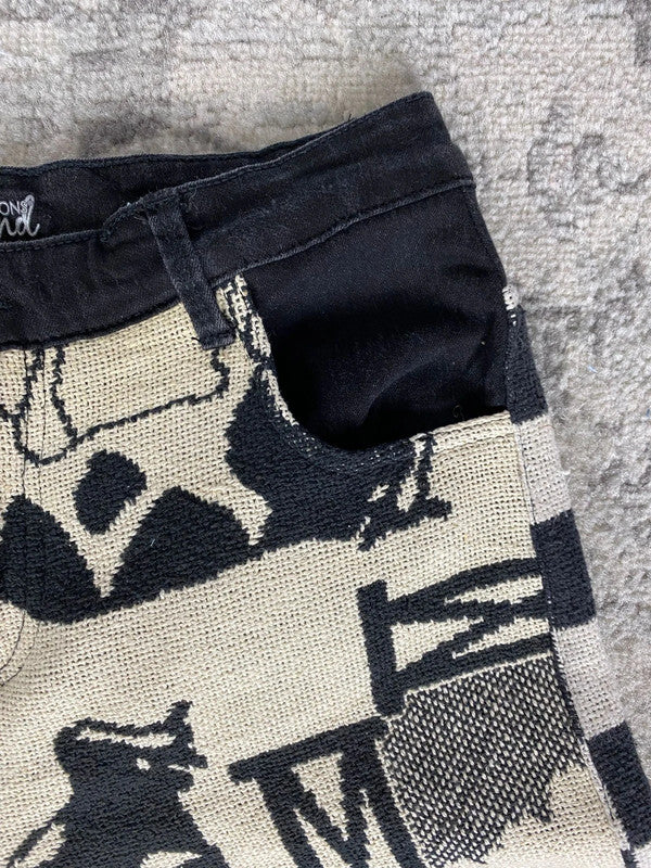 Pantalon baggy en tapisserie design unique vintage fait main upcyclé retravaillé taille M n•421